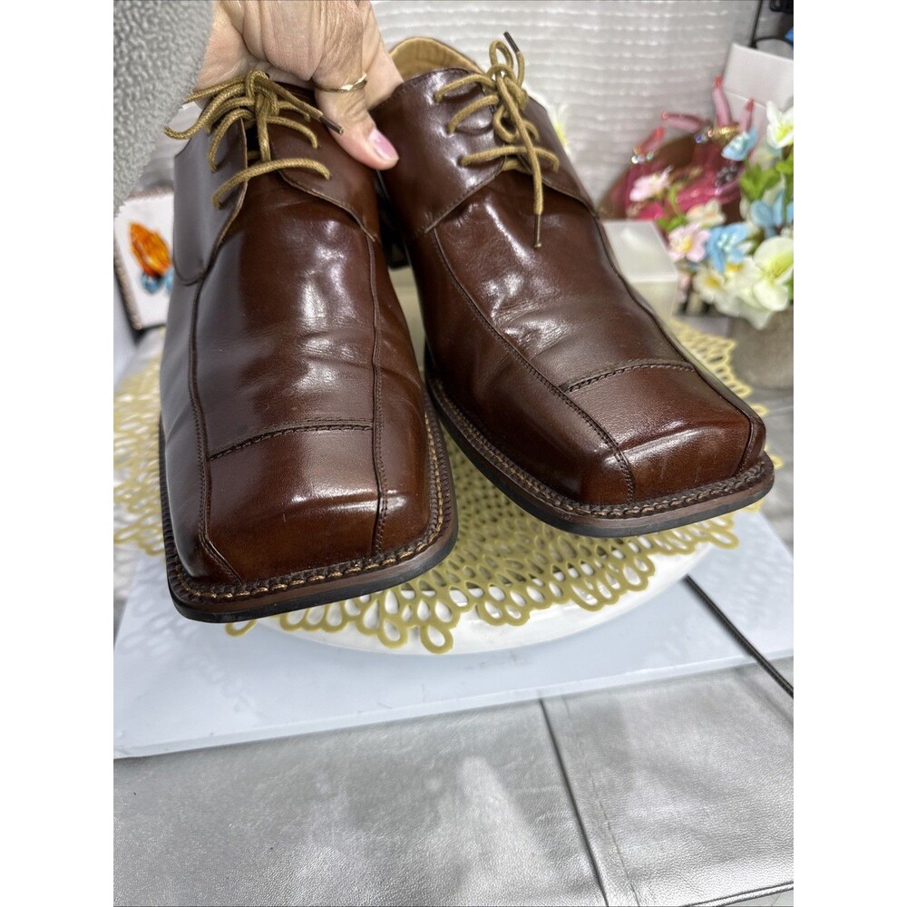 (R2) Zota Vintage Mens’s Brown Lace Up Classic Leather, square toe, Shoes Sz-13 - Picture 3 of 15